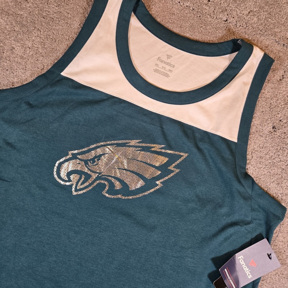 Philadelphia Eagles NFL Women's Midnigt Green 2XL Sequin Tank Top NWT